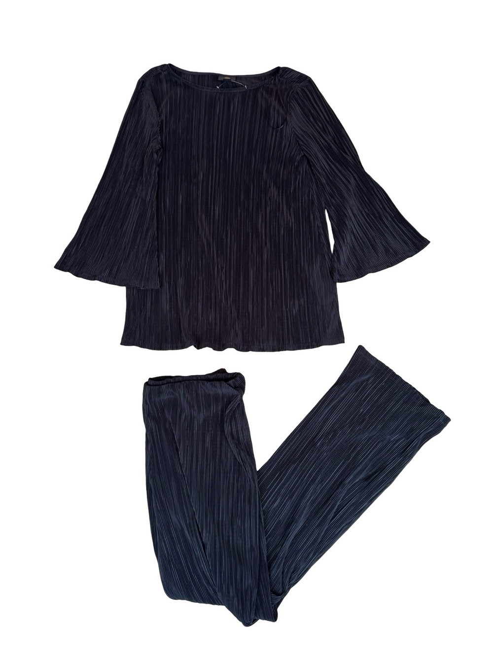 JM Collection Black Pleated Wide-Leg Pant and Top Set